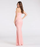 Make a bold statement in the Acacia Glitter Knit Cowl Neck Mermaid Dress in peach, the perfect spring dress for weddings, cocktail hours, nights out, and/or seasonal celebrations.