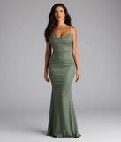Step into summer looking effortlessly chic in the Acacia Glitter Knit Cowl Neck Mermaid Dress in olive green, a must-have Windsor dress for your warm-weather wardrobe.