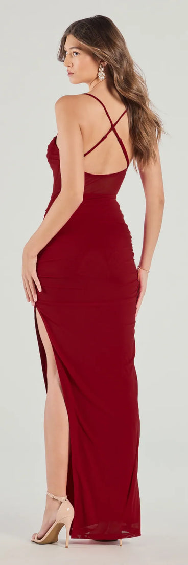 Rose Formal Mesh Corset Long Dress in red, a stylish red dress with a flattering fit and fabric that adds allure to your look, perfect for wedding guest attire, cocktail events, or making a bold statement on a date night.