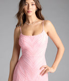 Step into summer looking effortlessly chic in the Betsey Lace-Up Mermaid Sequin Bead Formal Dress in pink, a must-have Windsor dress for your warm-weather wardrobe.