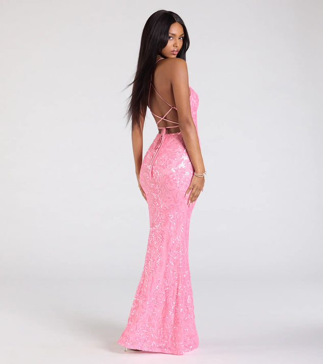 Lora Sequin Lace-Up Mermaid Dress | Windsor