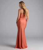 Own the spotlight in the Cheryl Strapless Slit Mermaid Formal Dress, a rust formal dress crafted to deliver luxe style for summer weddings, Army Balls, or any special event.