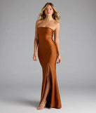 Step into summer looking effortlessly chic in the Cheryl Strapless Slit Mermaid Formal Dress in copper, a must-have Windsor dress for your warm-weather wardrobe.