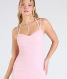 Make a bold statement in the Kaitlyn Cowl Neck Slit Beaded Sequin Formal Dress in pink, the perfect spring dress for weddings, cocktail hours, nights out, and/or seasonal celebrations.
