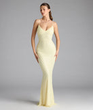 Turn heads at Prom 2025 in this yellow prom dress, where statement-making details meet the iconic style of the Kaylie V-Neck Bodycon Sequin Bead Formal Dress.