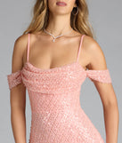 Sophina Cold Shoulder Pearl Beaded Sequin Formal Dress