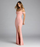 Sophina Cold Shoulder Pearl Beaded Sequin Formal Dress
