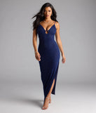Aiza V-Neck Slit Beaded Formal Dress