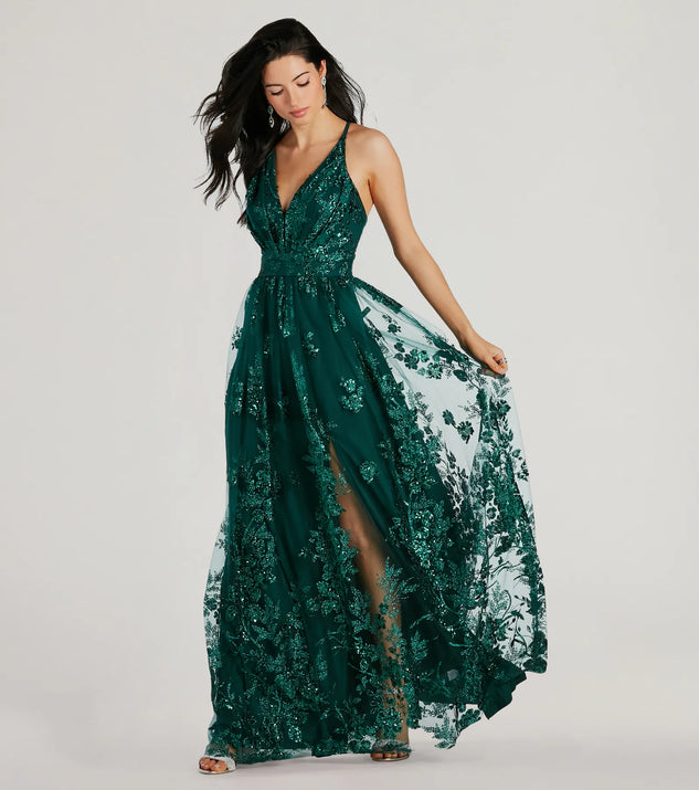 Ayva A-Line Glitter Sequin Tulle Formal Dress | Windsor Ayva A-Line Glitter Sequin Tulle Formal Dress | Windsor