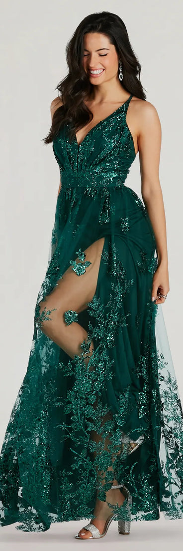 Ayva A-Line Glitter Sequin Tulle Formal Dress