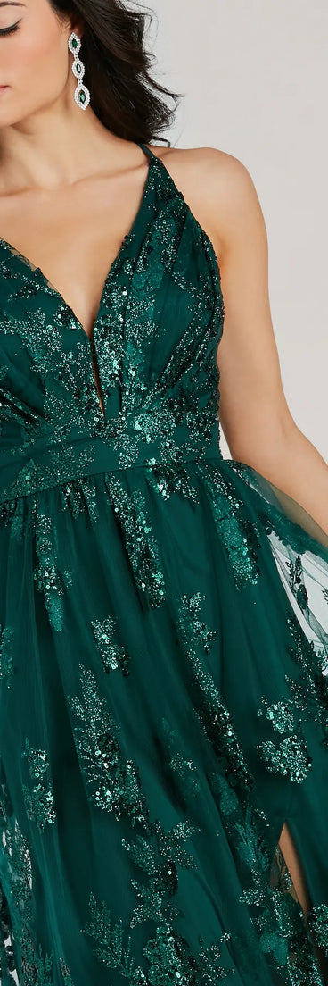 Ayva A-Line Glitter Sequin Tulle Formal Dress