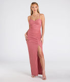 The Chloe Lace-Up Ruched Slim Long Formal Dress in luxe rose fabric, a stunning prom dress with statement details designed to make a bold impression at Prom 2025.