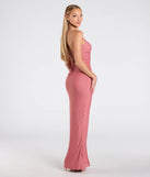 The Chloe Lace-Up Ruched Slim Long Formal Dress in luxe rose fabric, a stunning prom dress with statement details designed to make a bold impression at Prom 2025.