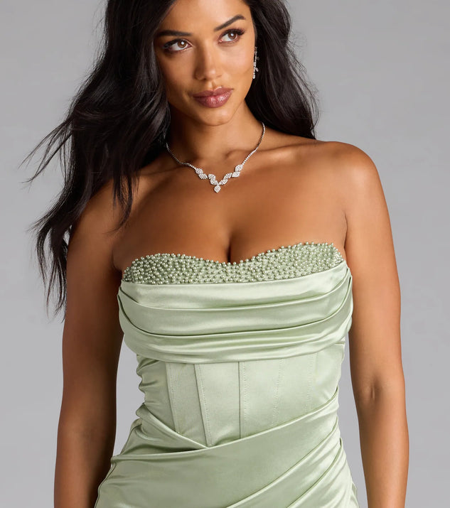 white christmas dresses Noreen Egg White Satin Corset Maxi Dress Medium