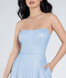 Style your seasonal looks with the Charlotte Strapless Corset A-Line Glitter Formal Dress, a trend-right, periwinkle fall dress designed for any plan on your calendar with new and unqiue details.