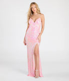 Turn heads at Prom 2025 in this pink prom dress, where statement-making details meet the iconic style of the Kensley Open Back Slit Sequin Formal Dress.