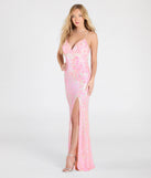 Turn heads at Prom 2025 in this pink prom dress, where statement-making details meet the iconic style of the Kensley Open Back Slit Sequin Formal Dress.