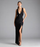 Turn heads at Prom 2025 in this black prom dress, where statement-making details meet the iconic style of the Jenn V-Neck Strappy Back Slit Long Formal Dress.