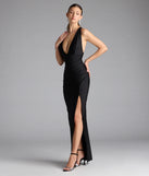 Turn heads at Prom 2025 in this black prom dress, where statement-making details meet the iconic style of the Jenn V-Neck Strappy Back Slit Long Formal Dress.