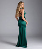 Turn heads at Prom 2025 in this hunter green prom dress, where statement-making details meet the iconic style of the Judy Open Back Slit Mermaid Satin Formal Dress.