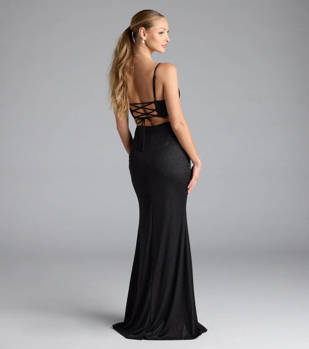 Mariam Lace-Up Slit Mermaid Glitter Formal Dress | Windsor