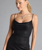Turn heads at Prom 2025 in this black prom dress, where statement-making details meet the iconic style of the Mariam Lace-Up Slit Mermaid Glitter Formal Dress.