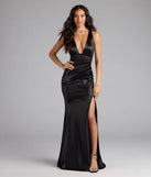 Judy Open Back Slit Mermaid Satin Formal Dress