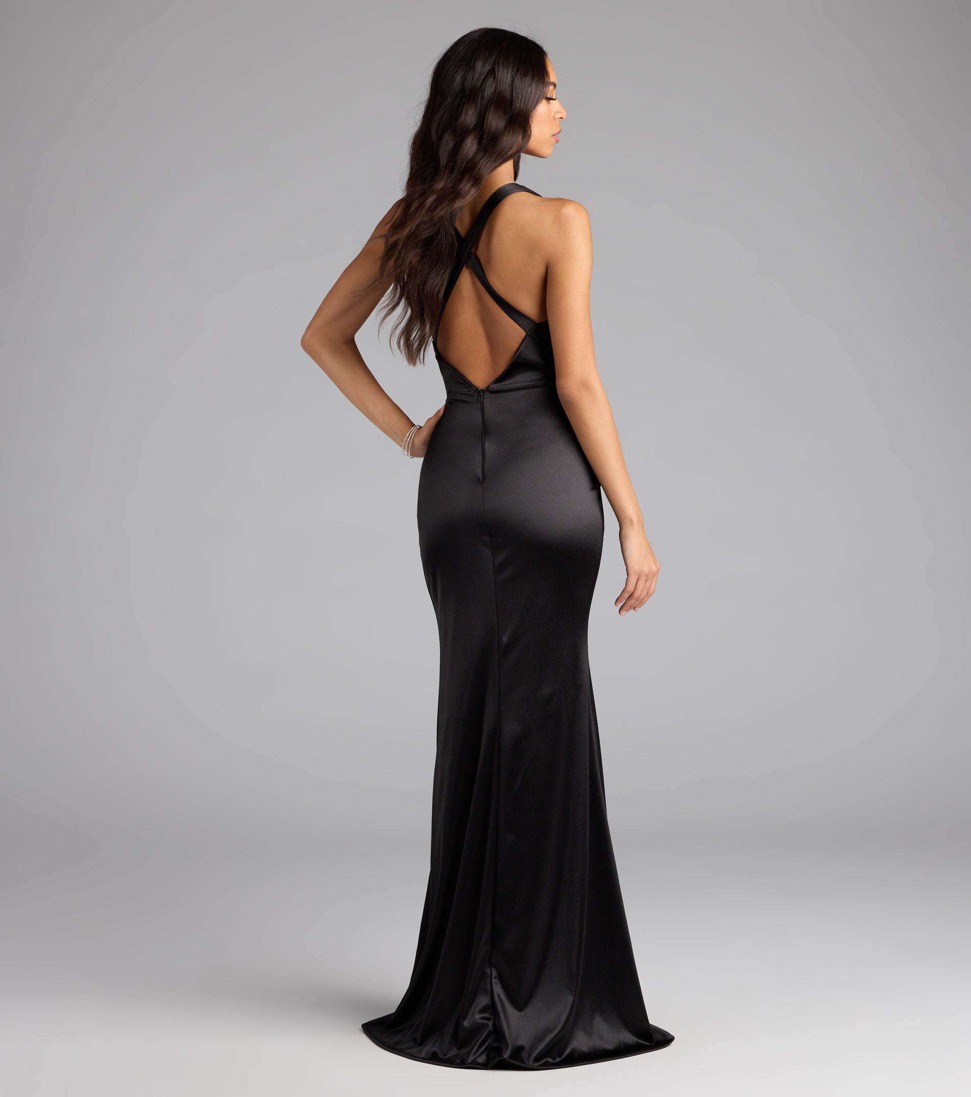 Judy Open Back Slit Mermaid Satin Formal Dress | Windsor