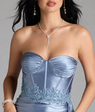 Christiane Corset Satin Formal Dress With Sash