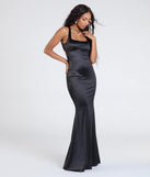 The Rosella Open Back Mermaid Satin Formal Dress is a show-stopping black prom dress, offering a sleek, slimming silhouette that enhances your natural beauty for an unforgettable night.