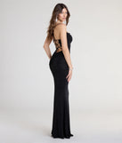 Make a bold statement in the Joan Lace-Up Mermaid Glitter Formal Dress in black, the perfect summer dress for weddings, cocktail hours, nights out, and/or seasonal celebrations.