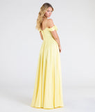 Make a bold statement in the Alira Cold Shoulder A-Line Satin Formal Dress in yellow, the perfect spring dress for weddings, cocktail hours, nights out, and/or seasonal celebrations.