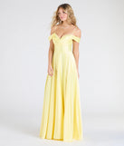 Make a bold statement in the Alira Cold Shoulder A-Line Satin Formal Dress in yellow, the perfect spring dress for weddings, cocktail hours, nights out, and/or seasonal celebrations.