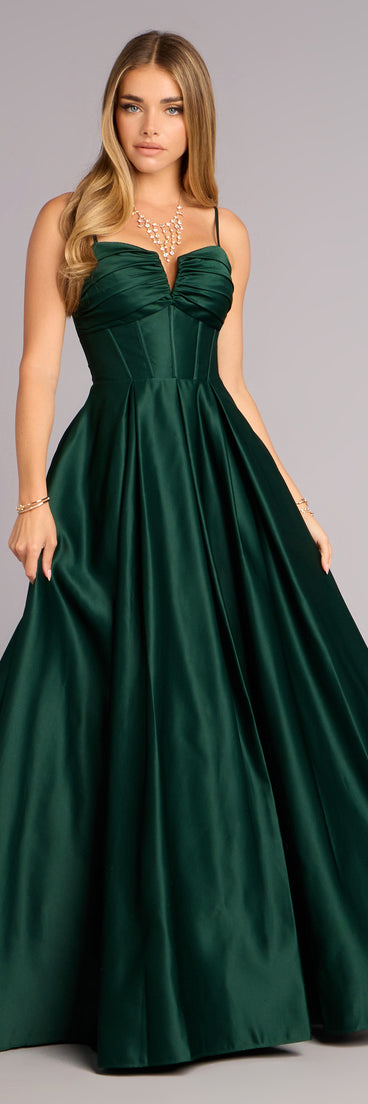 Roxanne Satin A-Line Ball Gown