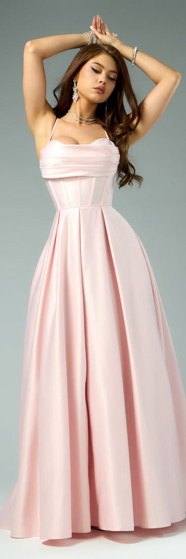 Kayce Satin Corset Lace-Up Ball Gown