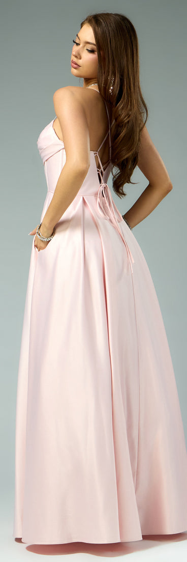 Kayce Satin Corset Lace-Up Ball Gown