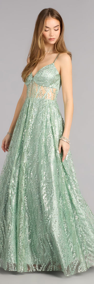 Ivy Glitter Sequin Lace-Up Ball Gown | Windsor Ivy Glitter Sequin Lace-Up Ball Gown | Windsor