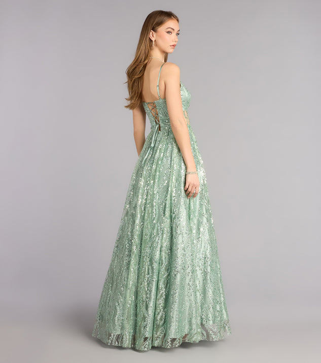 Ivy Glitter Sequin Lace-Up Ball Gown | Windsor Ivy Glitter Sequin Lace-Up Ball Gown | Windsor