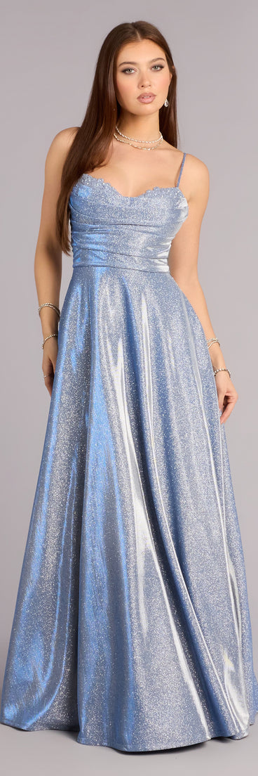 Skyler Floral Applique Glitter A-Line Gown | Windsor Skyler Floral Applique Glitter A-Line Gown | Windsor