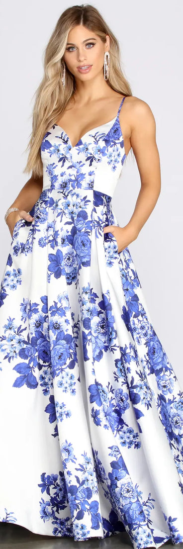 Hayden Fancy Floral Ball Gown