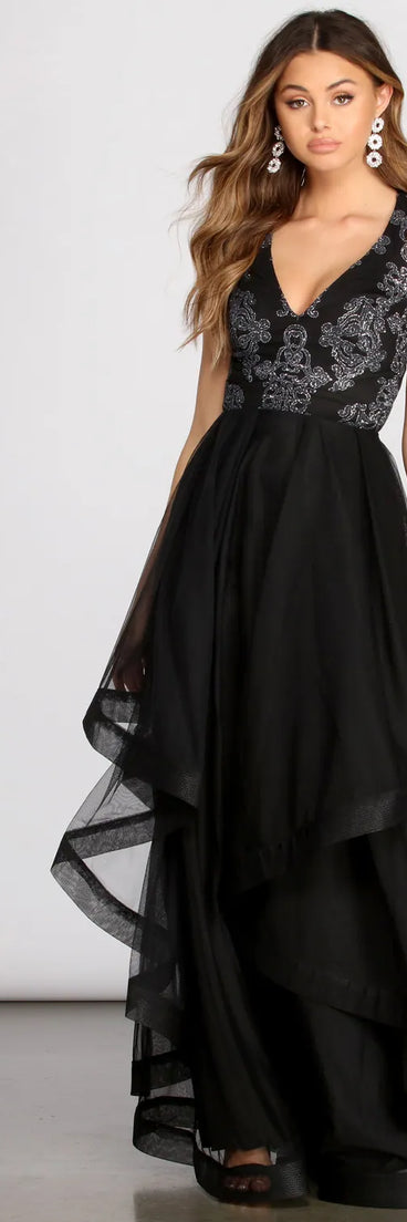 Renee Caviar Beaded Tulle Dress
