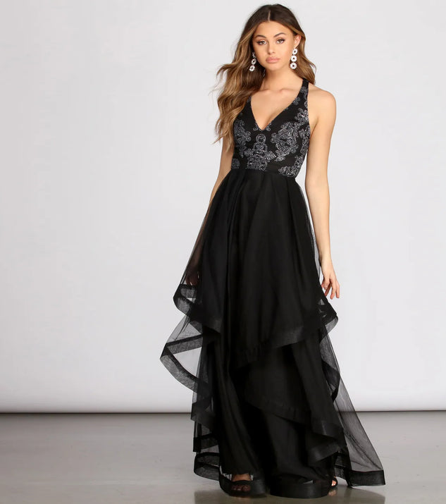 Renee Caviar Beaded Tulle Dress