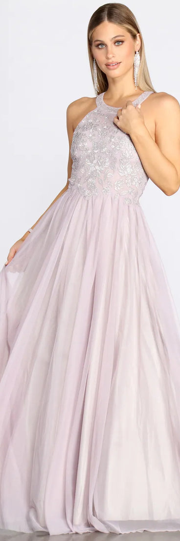 Briella Lace High Neck Tulle Ball Gown