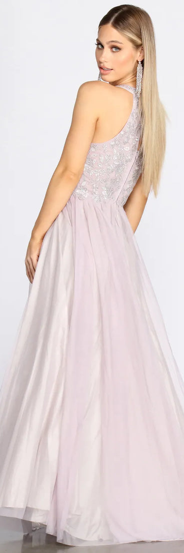 Briella Lace High Neck Tulle Ball Gown