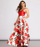 Terri Floral Printed Lace Up Back Ball Gown