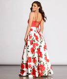 Terri Floral Printed Lace Up Back Ball Gown