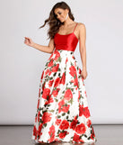 Terri Floral Printed Lace Up Back Ball Gown