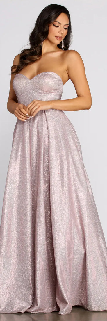 Kylie Strapless Glitter Ball Gown