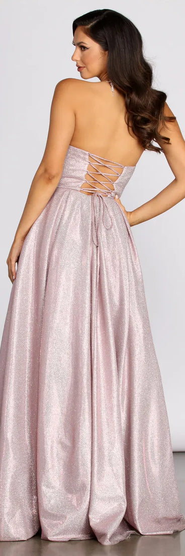 Kylie Strapless Glitter Ball Gown