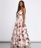 Mariah Floral Foil Print Ball Gown